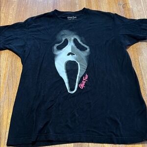 Ghost Face Large Black Crew Neck Short Sleeve Halloween Scream Horror Terror Tee